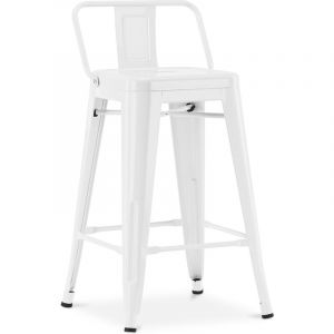 Privatefloor Tabouret Tolix avec petit dossier Pauchard Style - 60cm Blanc