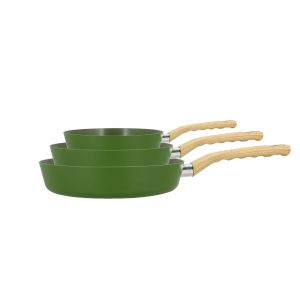 Menastyl Set de 3 poêles en aluminium vert - compatible induction