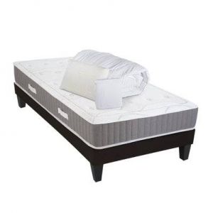 OLYMPE LITERIE Pack Prêt à dormir INTUITION 90x200 cm Matelas Mémoire de forme + Sommier Bois + Accessoires