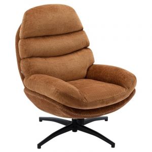 Fauteuil pivotant en tissu terracotta lizuta