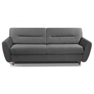 Image de Inside75 Canapé convertible système express COPENHAGUE en microfibre graphite Couchage 120cm matelas 15cm