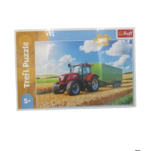Trefl Des Machines Agricoles, Un Tracteur avec Remorque - Puzzle 100 Pi&egrave;ces - Puzzle avec V&eacute;hicules, Divertissement Cr&eacute;atif, Loisir pour Les Enfants &agrave; partir de 5 Ans