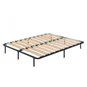 Monmobilierdesign AUSTEN Sommier ergonomique &agrave; lattes larges et flexibles en bois de bouleau 160x200 cm avec pieds