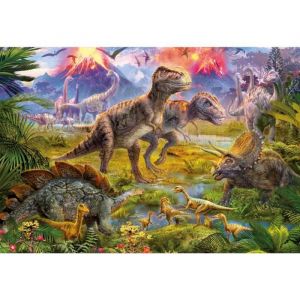 Image de Educa Puzzle Au Pays Des Dinosaures - 500 Pieces - T-Rex triceratops - Stegosaure - Brachiosaurus - Collection Dino Animaux Prehis