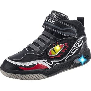 Geox Garçon J Inek Boy A Sneakers, Black/White, 38 EU