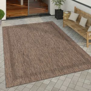 Paco Home - Tapis Exterieur Terrasse Balcon Tapis Cuisine Moderne Motif Geometrique Motif Abstrait 80x150 cm, Marron