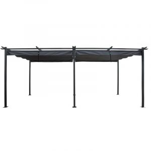Habitat et Jardin Pergola en m&eacute;tal avec toit r&eacute;tractable - 3 x 6 m - Anthracite