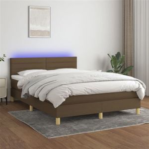 Jinlefu - Sommier à lattes de lit matelas et led Marron foncé 140x190 cm vidaXL