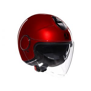 AGV ETERES E2206, Casque Moto Jet Unisexe, Casque Moto Ouvert avec Anneau Antivol, Visière Anti-Rayures et Anti-UV, Technologie d'Absorption Instantanée de la Sueur, Corsa Red, XXL