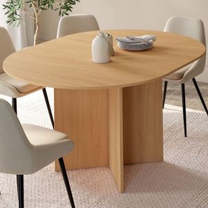 Idmarket Table &agrave; manger extensible ovale MARTHE 4-8 personnes bois fa&ccedil;on h&ecirc;tre 110-150 cm