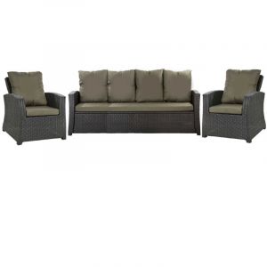 Set coussins pour salon de jardin r&eacute;sine tress&eacute;e 5 places, coussins pour canap&eacute; 140x60x7cm, coussins pour fauteuil de jardin 2x50x56cm Vert