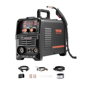 VEVOR Poste à Souder MIG, 130 A, Machine de Soudage Synergique Soudeuse Portable Multi-processus MIG sans Gaz MMA Lift TIG 3 en 1 Soudeur avec Technologie Onduleur IGBT, Écran Affichage Numérique