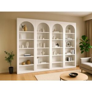 Vente-unique - Lot de 4 bibliothèques avec 6 niches - Blanc - cymora