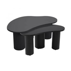 Oviala Table basse gigogne en mélaminé noir