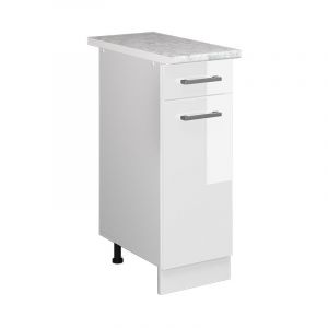 Meuble bas universel R-Line, Blanc Haute brillance, 30 cm avec tiroir, avec plan de travail Vicco