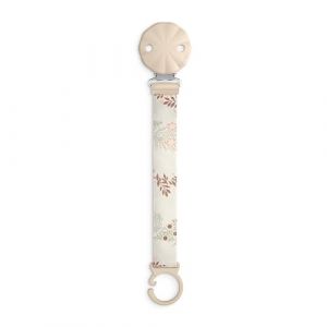 Suavinex Attache-t&eacute;tine en Tissu pour B&eacute;b&eacute;, Ruban Doux et Flexible, Cha&icirc;ne - Pince avec Clip. Compatible avec Toutes les Sucettes &agrave; Anneau, +0 Mois, Convient Nouveau-n&eacute;s, Poetry Beige - Vert