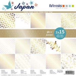 Image de Art&eacute;mio Bloc de 30 feuilles de papier scrapbooking 30x30 cm 'Japan foil or' d'