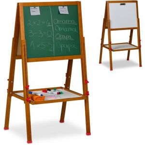 Relaxdays Tableau magnétique pour Votre Enfant, réglable en Hauteur, 102-135 x 55 x 52 cm, Marron