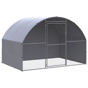 Poulailler enclos cage poules d'extérieur 3 x 2 x 2 m acier galvanisé Argent 02_0044004