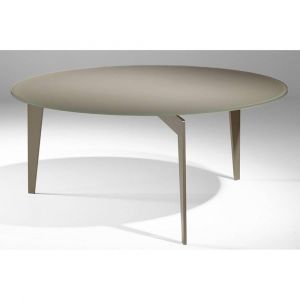 Table basse ronde MIKY en verre taupe