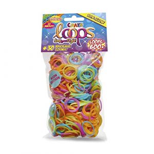 Image de Craze LOOPS BAG 600 | Sachet &eacute;lastiques pour bracelets 600 Anneaux en Silicone Multicolore + 30 fermoirs