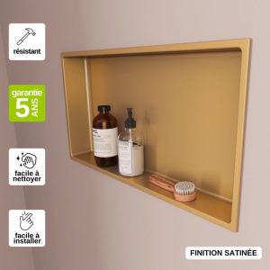 Sanizeo Niche de Douche, Rangement mural de Salle de Bain et Douche 30x60cm Or Satiné, nook by