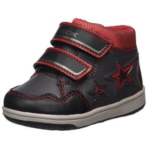 Geox B New Flick E, Sneakers Basses Bébé Garçon, Noir (Black/Red), 22 EU