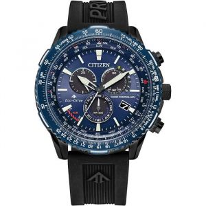 Citizen Montre Hommes - Eco-Drive - Chronographe - Bracelet Caoutchouc Noir - CB5006-02L
