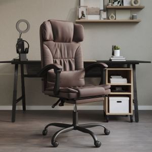 VidaXL Fauteuil inclinable de bureau Marron Similicuir