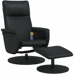 VidaXL Fauteuil inclinable de massage avec repose-pied noir similicuir