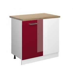 Vicco Meuble D'angle R-Line, Rouge Bordeaux Haute Brillance, 86 Cm, Pt Chêne