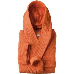 Linandelle Peignoir enfant capuche en coton bouclette &eacute;ponge COCOON Orange 4 ans