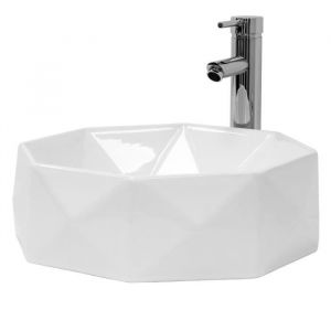 Ml design Lavabo en céramique pour salle de bain lavabo en forme de diamant ø 42x13,5 cm