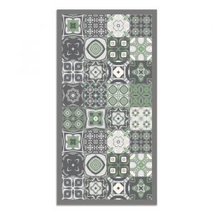 Tapis vinyle carreaux ciments vert 100x140cm