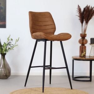 Morris Tabouret De Bar Industriel Marron Microfibre