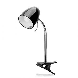 AGS Aigostar Lampe de Bureau à Pince Lampe de Chevet Table Enfant Metal Liseuse Lampe de Lecture, E27, Câble de 1,5 m avec Interrupteur, Noir