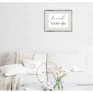 Shot Cadre Photo Drink more gin 30x40cm avec P e Partout Tableau Bois Verre (ARGENT)