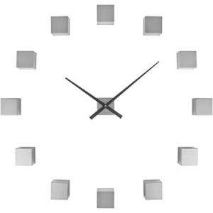 Image de Present time KA5698SI Horloge murale personnalisable DIY Do it yourself Cubic Métal et plastique Gris Aiguilles D41cm Cubes H6x6x5,5cm