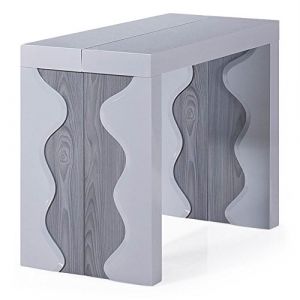 LesTendances Console extensible Laquée Gris et Chêne Gris Sow