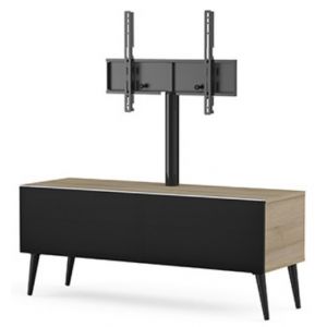 Meliconi Meuble TV avec support écran plasma tissu noir et bois clair Daphné 120