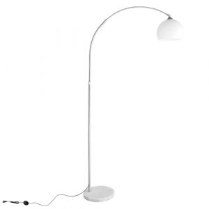 CCLIFE Lampe Lampadaire à arc salon courbée, Lampe arceau moderne en chrome Lampadaire sur pied marbre, Couleur: Blanc, réglable en hauteur 130-180cm
