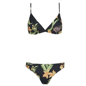 Roxy Bikini PT Beach Classics Fixed Tri noir vert orange femme - M