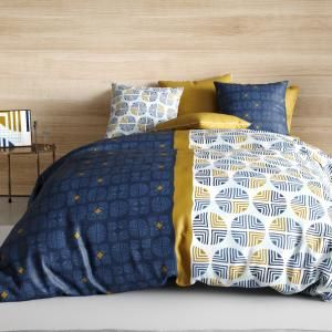 Parure de draps coton lit 90 cm 3 pièces Sirius Bleue