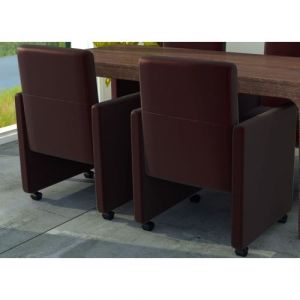VidaXL 2 fauteuils simili cuir chocolat à roulettes