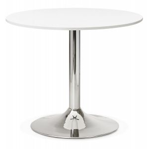 Image de Alter Ego Petite table de bureau/à diner ronde 'SAOPOLO' blanche - Ø 90 cm