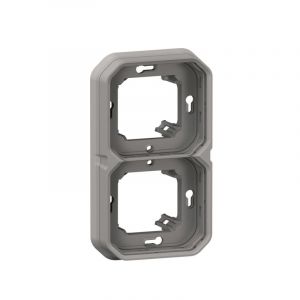 Legrand Support et plaque 2 postes encastré Plexo, gris