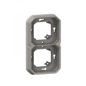 Image de Legrand Support et plaque 2 postes encastré Plexo, gris