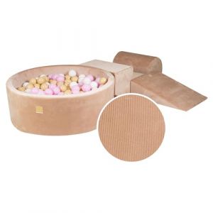 Aire de jeu Mousse Piscine Balles: Rose Pastel/Blanc/Beige W90