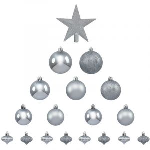 F&eacute;&eacute;rie Lights & Christmas Kit de d&eacute;corations pour sapin de no&euml;l - 18 Pi&egrave;ces - Argent