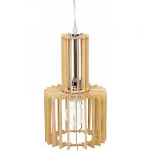 Beliani Lampe suspension effet bois clair NIARI
